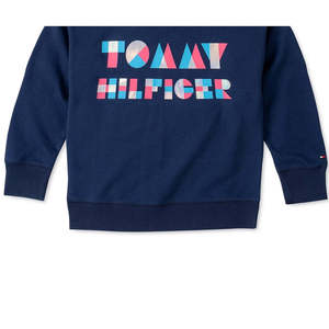 Felpa con cappuccio in maglia blu navy con logo Tommy Hilfiger per bambine e bambini, taglia 6X, con cerniera, per primavera e inverno - Product Image 3