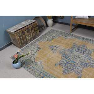 Vintage Large Rug 5.9x8.9 ft (179x270 cm), Turkish <b>Yellow</b> Floral Rug - Product Image 5