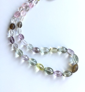 Cuentas ovaladas facetadas de gemas naturales mixtas para la elaboración de joyería fina, collar de piedras preciosas - Product Image 2