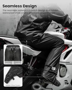 Veste et pantalon imperméables unisexes pour moto, 2 pièces, à capuche, décontractés, solides, avec couvre-chaussures cachés, respirants, réfléchissants - Product Image 6