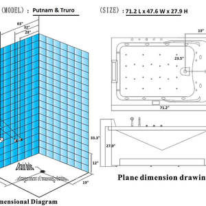 Bañera de hidromasaje independiente de lujo Putnam, diseño moderno en forma de rectángulo, bañera de masaje Whirlpool para 3 personas para uso en interiores y exteriores, 2M - Product Image 2
