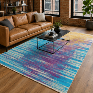 Netline Home Keepsake Linework Deep Blue Modern Washable <b>Rug</b> - Product Image 1