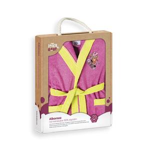 Peignoir en coton fuchsia pour enfants S-10-12, techniques imprimées pour une utilisation en salle de bain, présenté dans un coffret cadeau - Product Image 1