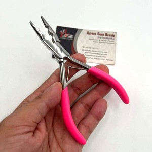 Pince à deux trous avec poignées roses sur la poignée Pince à extensions de cheveux Impression de logo personnalisée Acier inoxydable Forte tenue - Product Image 4