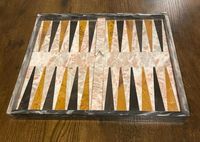 Jeu de backgammon en pierre orange, plateau en marbre fait à la main, pièces de qualité supérieure, moderne, villa, salle à manger, salon, cuisine, directement de l'usine