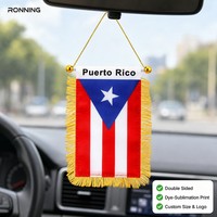 Drapeau de voiture double face personnalisé de taille réduite de Porto Rico, imprimé numériquement, à suspendre sur la vitre, effet miroir