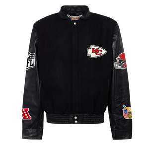 KANSAS CITY CHIEFS CHAQUETA VARSITY DE LANA Y CUERO Negro & Negro - Product Image 1