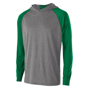 Camiseta con Capucha de Color Verde/Gris, Estilo Raglán, al por Mayor - Product Image 1