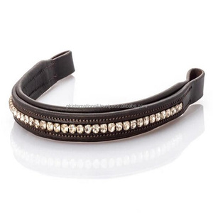 Banda de cejas de caballo de cuero Avana, banda de cejas de caballo de cuero acolchada de canal vacío con incrustaciones de cristal transparente de 1 Fila de todos los tamaños - Product Image 3