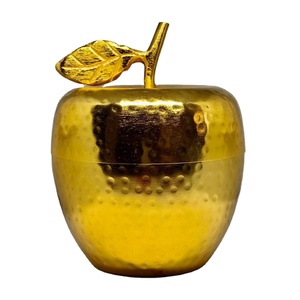 Hammered Metal Gold Plated High Quality Apple Shape Candle <b>Jar</b> Wedding Decoration Hot Sale Candle Vessel - Product Image 1
