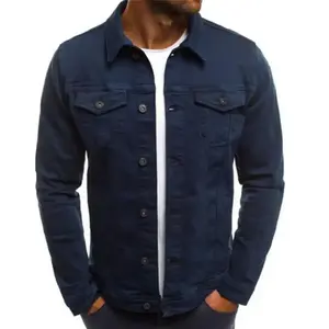 Veste en jean décontractée pour homme, style vintage, délavée à l'acide, respirante, streetwear avec logo sur le devant, vente en gros - Product Image 4
