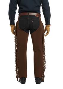 Nouvelles cuissardes en daim véritable de style occidental traditionnel avec franges latérales - Product Image 5