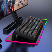 Clavier de jeu filaire mini HXSJ portable 60% avec rétroéclairage LED bleu, interface USB compatible avec les ordinateurs portables Windows, PC, Mac, utilisation au bureau