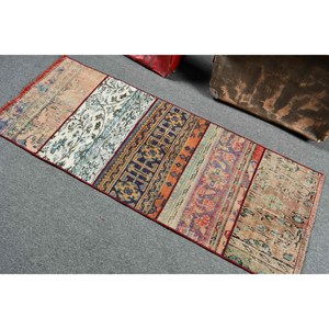 Alfombra vintage de 2.2x5.5 pies, alfombra turca tipo runner, alfombra de lana azul con lunares - Product Image 4