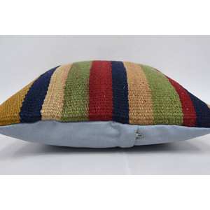 Almohada de lana de retazos Kilim Multicolor, cojín decorativo de lujo de 14x14 pulgadas, ropa de cama portátil con patrón de hojas esponjosas Vintage - Product Image 5