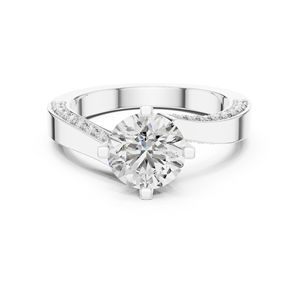 แหวนหยดน้ำเพชรทรงกลมสีเหลืองทอง 14K สำหรับผู้หญิง |   เครื่องประดับเจ้าสาว |   เพชรที่เพาะเลี้ยงใหม่ - Product Image 3