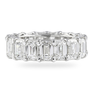 แหวนเพชรทรงเอเมอรัลด์คัท 9 กะรัต ดีไซน์ Eternity Band สำหรับผู้หญิง แหวนหมั้นคลาสสิก เพชรเลี้ยงในห้องปฏิบัติการ ให้ลุคหรูหรา เหมาะสำหรับงานแต่งงานและหมั้น - Product Image 1