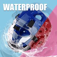 Protector de Cabeza de Taekwondo de Cuero PU, Protector Facial Impermeable Extraíble, Casco Suave para Artes Marciales, para Entrenamiento de Sparring, Karate y Boxeo