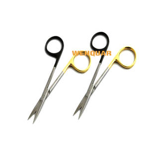 Ciseaux dentaires irisés de 1,5 cm, anneau noir doré, ciseaux manuels pour instruments médicaux en acier inoxydable, fournisseur professionnel Wenquar - Product Image 3