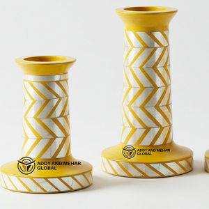 Un fournisseur indien propose un bougeoir fait à la main avec incrustation d'os vert, motif chevron, bougeoir décoratif - Product Image 5