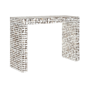 Hot Design Farmhouse mesa de consola de concha de coco lavado blanco hecho a mano muebles para el hogar y decoración de mayoristas de Vietnam - Product Image 1