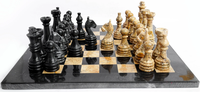 Boîte de rangement artisanale pour jeu d'échecs religieux en marbre incrusté à 100 %, motif animalier |   Jeu d'échecs noir et blanc pour adultes et enfants |   Ange