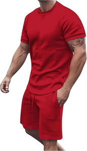 Conjuntos gemelos de ajuste regular personalizados para adultos, talla 2025, recién llegado, conjuntos cortos de ropa de calle de dos piezas para hombres - Product Image 2