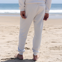Pantalons de jogging pour hommes en molleton blanc 100% coton biologique de luxe pré-rétréci certifié GOTS, coupe ajustée confortable de qualité supérieure