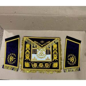 Masonic Regalia Grand Lodge Past Master <b>Apron</b> Purple Gold Hand Embroidered - Product Image 1