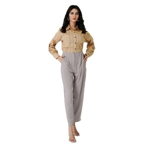 กางเกงขายาวทรงตรงเอวกลางผ้าฝ้าย 100% ระบายอากาศได้ดี สไตล์ลำลองสำหรับผู้หญิง เหมาะสำหรับฤดูหนาว คุณภาพสูง แห้งเร็ว ยืดหยุ่น ด้านหน้าเรียบ - Product Image 1