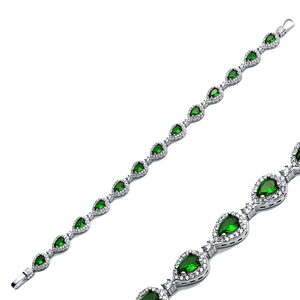 Poire goutte coupe émeraude CZ pierre délicate en gros fait à la main turc 925 Bracelet de tennis en argent Sterling - Product Image 1