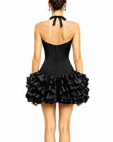 Fabricant OEM ODM sur mesure, MOQ, robe mini corset noire sans bretelles, robe moulante pour femme, robe de soirée, fournisseur 50 pièces