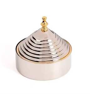 Tazón de Dátiles Árabe Más Vendido, Hecho a Mano en Metal, Sin Plomo, Ecológico, Diseño Moderno, Apto para Lavavajillas, con Tapa de Madera Martillada Dorada - Product Image 6