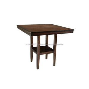 Mesa de comedor de cocina de granja rústica cuadrada moderna, Mostrador de transición de altura, estante de exhibición inferior superior sólido para oficina de entrada - Product Image 1