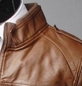Venta caliente chaqueta de cuero de la motocicleta de los hombres personalizados de moda de primavera y otoño abrigo de cuero Slim Fit chaqueta de cuero de los hombres - Product Image 4