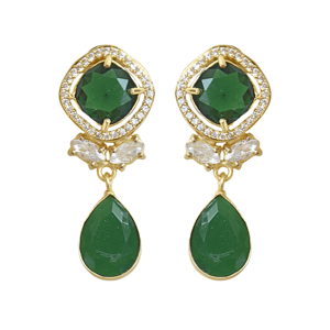 Boucles d'oreilles en laiton en gros, zircon, faites à la main, semi-précieuses, polies à haute brillance, plaquées or, sans nickel, durables, prêtes à être expédiées - Product Image 1