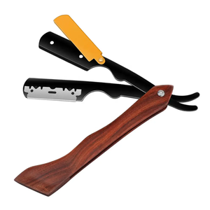 Maquinilla de afeitar de borde recto de peluquero más vendida, cuchillo de afeitar con mango de madera de peluquero profesional de acero inoxidable de alta calidad para hombres - Product Image 3