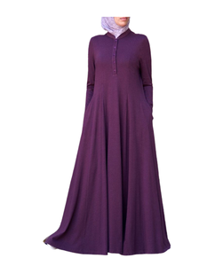 Abayas turques en gros, robe islamique de Dubaï, couleur unie violette, sur mesure, OEM, longue burqa, confort quatre saisons, pour femmes - Product Image 1