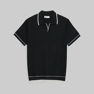 Polo pour homme en coton de luxe de marque haut de gamme, tricot torsadé effet espresso, manches courtes, style décontracté pour l'été et le printemps - Product Image 2
