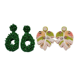 Pendientes Vintage Retro para Mujer con Bordado de Cuentas, Diseño Geométrico Cuadrado, Bordado Multicolor, Cuentas Trenzadas, Estilo Geométrico - Product Image 1