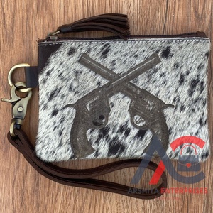 Fabricants à la mode Premium peau de vache gravé au Laser fermeture éclair pochette bracelet en cuir véritable concepteur luxe téléphone porte-monnaie - Product Image 1