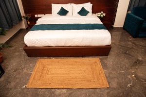 Tapis rectangulaire moderne en jute, couleur unie, tissage plat, écologique, à poils courts, pour chambre à coucher, décoration intérieure - Product Image 2