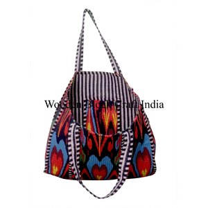 Sac fourre-tout en coton 100% écologique en gros avec impression en bloc, taille et logo personnalisables pour le shopping et les voyages, sac pour femmes - Product Image 4