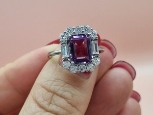 Bague en améthyste naturelle, argent sterling 925 massif, bijoux fins pour femmes, design unique pour mariage, fiançailles, fête - Product Image 4