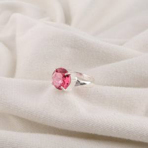 แหวนพลอยทัวร์มาลีนสีชมพูทรงรี รับรองโดย IGI เงินแท้ 925 ทำมือ แหวนประจำเดือนตุลาคม สำหรับผู้หญิง ของขวัญ - Product Image 2