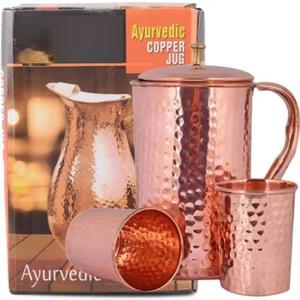 Pichet en cuivre pur avec cruche en cuivre à finition fine avec couvercle pour le stockage et la consommation d'hôtel et de maison du fournisseur indien - Product Image 4
