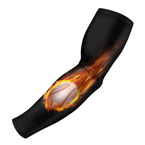 Baseball <b>Arm</b> <b>Sleeve</b> With Fire Ball Design Black <b>Compression</b> <b>Sleeve</b> For Unisex Adults UV Protection Printed Sport <b>Sleeve</b> - Product Image 4
