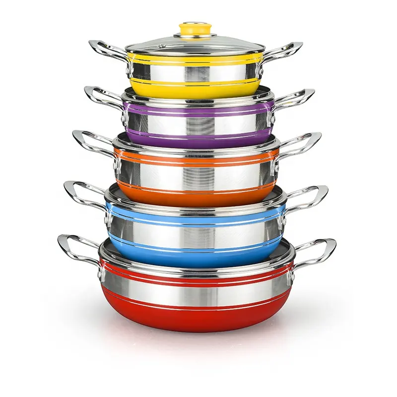 Cooking Casseroles Non-Stick Pan Portable 10pcs Sets Kitchen Accessories Set Cookware Large Soup Pot Cookware Sets