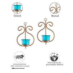 <b>Decorative</b> Metal Candle Holder with Glass a Beautiful Accent for Your <b>Space</b> Rustic Metal Candle Holder with Glass - Product Image 4