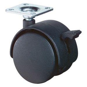 Caster <b>Wheels</b>-<b>Plastic</b> Twin Caster with Brake 40 mm Diameter 30 kg Load Capacity Polyamide BS Mounting Plate - Product Image 1